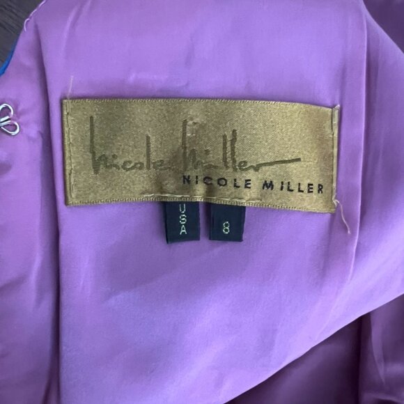 NICOLE MILLER Y2K Colorblock Sleeveless Ruched Bodycon Dress - Picture 4 of 6